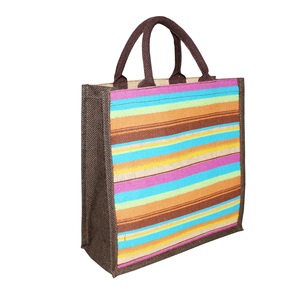 Sac fourre-tout en jute laminé réutilisable, plusieurs couleurs, faible MOQ, en stock, nouveau design, haute qualité, pour le shopping et la plage – Offre Spéciale - Product Image 1