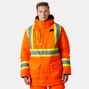 Veste de sécurité réfléchissante haute visibilité personnalisée pour l'hiver, orange, pour la construction, vêtements de travail de protection en plein air, veste longue - Product Image 3