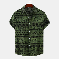 Kemeja Flanel Pria Sablon Sutra Lengan Pendek Formal Musim Panas 100% Katun Bernapas Anti-Pilling