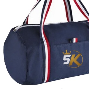 5 Sports Gym Duffel <b>Bag</b> <b>Navy</b> Blue with Red White Stripes Zipper Closure Unisex Casual Fitness <b>Bag</b> 30-40L Capacity - Product Image 3