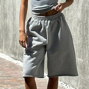 Pantalones Cortos Deportivos de Poliéster para Hombre, Pantalones Cortos de Verano con Cintura Elástica, Holgados, Sólidos, hasta la Rodilla - Product Image 1