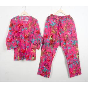 Conjunto de pijama 100% algodón, ropa de dormir estampada, conjunto de pijama de dos piezas con cintura elástica, pantalones y top de manga larga para el verano. - Product Image 6
