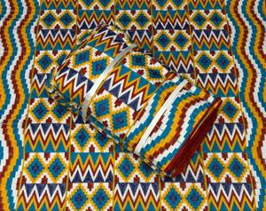 Tela de algodón geométrica vintage, tejido textil con patrón de patchwork, material para vestidos y decoración del hogar - Product Image 1