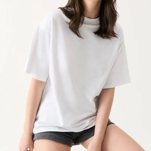 Camiseta Oversize de Alta Calidad para Mujer, Hombros Caídos, Tejido Grueso de 180 g/m², Color Sólido, Estilo Urbano, 100% Algodón, Transpirable para Verano - Product Image 5