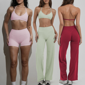 Conjunto de gimnasio de dos piezas para mujer: sujetador con espalda cruzada y shorts levanta glúteos, transpirable, para entrenamiento, fitness, yoga y natación - Product Image 5