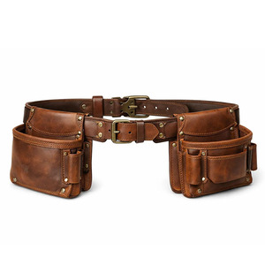 Organisateur d'outils de travail en cuir robuste avec plusieurs pochettes, sangle de ceinture durable, porte-marteau, matériel de qualité supérieure pour charpentiers - Product Image 4
