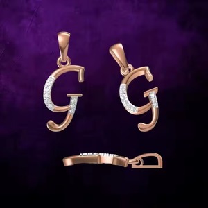 Unique 925 <b>silver</b> Rose Moissanite Letter G Pendant Channel Set Round Brilliant Cut Minimalist Unisex Everyday Wear - Product Image 5
