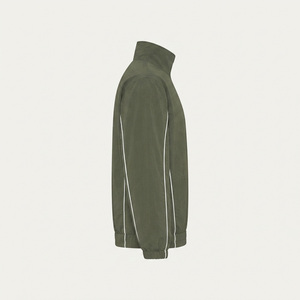 REDDITO Men's Olive Green Sporty <b>Racer</b> Nylon Bomber <b>Jacket</b> Square Collar Covered Button Waterproof Windproof Autumn Regular Fit - Product Image 2