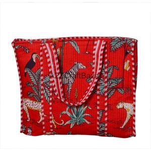 Bolso Tote de Algodón Estampado a Mano Vintage de la India con Cierre, para Mujer, para Compras, Regalo de Cumpleaños, Primavera, Verano, Invierno - Product Image 4