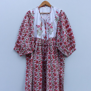 Beautiful floral Cotton Block Printed dress Dress For Casual wear Hand Block Printed Dress - Product Image 6