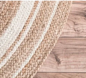 Natural Jute and Cotton Ecofriendly Carpet Round, Jute Round Area <b>Rug</b>, Nhat Minh Wholesale, Handmade In Vietnam - Product Image 3