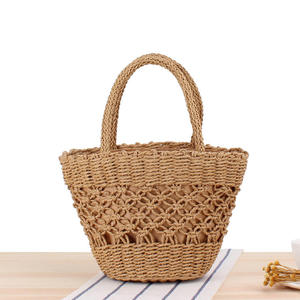 Complete your favorite sophisticated outfits using this lovely Natural yarn bag featuring a stylish mesh <b>top</b> and solid base - Product Image 5