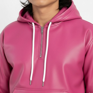 Ensemble de survêtement rose à capuche avec cordon de serrage, pantalon de jogging unisexe décontracté léger avec poches latérales, couleur unie, idéal pour l'automne - Product Image 6