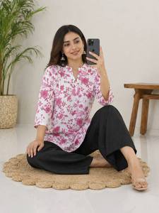 Conjunto de Verano a la Moda – Top con Estampado Digital y Pantalones Palazzo de Rayón - Product Image 4