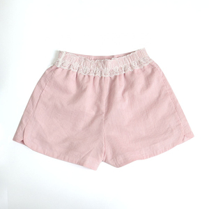 Hot Selling Factory High Quality 2026 Spring Summer New Fashion Poplin Splicing Striped pink Retro <b>Elastic</b> Women's Shorts - Product Image 1