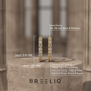 BREELIQ Magnifiques boucles d'oreilles créoles en diamant de laboratoire, or blanc 14 carats, taille ronde, bijoux étincelants pour femmes - Product Image 6