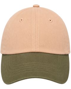 Manufacturer Custom Peach Beige And Olive Green Two Tone Baseball Cap Adjustable Unisex Cotton Casual Sports Outdoor Fashion <b>Hat</b> - Product Image 1