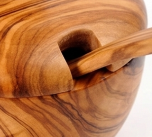 Bol à sel et à sucre en bois avec cuillère, artisanal, en bois naturel, outil pour herbes et épices, ustensile de cuisine, design durable pour une table élégante - Product Image 2