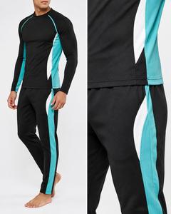<b>Men</b> Full Sleeve <b>Rash</b> <b>Guard</b> Black/Teal/White Blocked Design Quick Dry Anti-UV Eco-Friendly Breathable Spandex Polyester Adult - Product Image 4