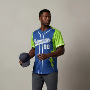 Maillots de baseball personnalisés OEM de haute qualité pour hommes, sublimés, respirants, grandes tailles, antibactériens, avec logo personnalisé, protection UV estivale - Product Image 2