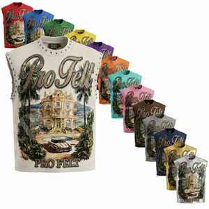 Luxury Vintage Washed Sleeveless T Shirts Men Summer Streetwear Graphic Vest Casual Cotton Polyester Shirt Fashionable Trendy - Product Image 1