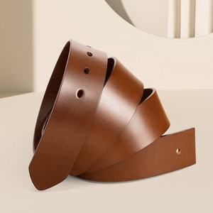 Sangle de ceinture en cuir de vachette véritable sans boucle, boucle à ardillon, boucle en toile, pour tenue décontractée ou formelle - Product Image 2