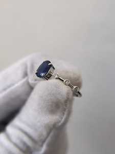 แหวนไพลินสีน้ำเงินหรูหรา รูปทรงวงรี แหวนหมั้นพลอยล้ำค่า แหวนขอแต่งงานสำหรับเธอ เครื่องประดับ - Product Image 4