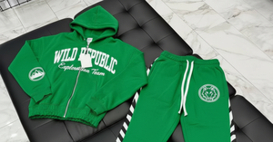 VARSITY SPORTS GEARS Mens Outerwear Sets Vintage Winter Thermal Knitted Embroidered Front Print Custom <b>Strip</b> Sweatsuits - Product Image 3