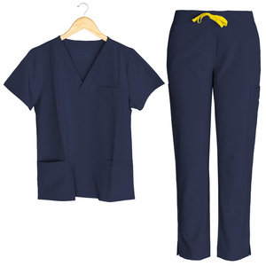 Short Sleeve Nurse Medical <b>Scrubs</b> <b>Set</b> Soft Stretchy Spandex Hospital Uniform Cherokee Style Workwear - Product Image 1