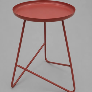 Table d'appoint ronde rouge moderne, table d'appoint en métal, table basse, table à thé pour salon, meuble de chevet, table de salon portable - Product Image 1
