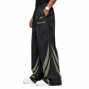 Custom Women's Sweatpants Wide Leg Contrast Panel Track Pants Casual Streetwear Loose Fit <b>Trousers</b> OEM Private Label men's pants - Product Image 3