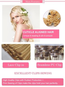100% extensiones de cabello humano con clip 160g cabello Remy de color claro de doble dibujado que incluye la onda del cuerpo Fumi Water Wave Kinky Straight - Product Image 6