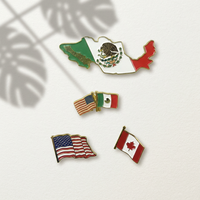 En stock, faible MOQ, épinglette en métal plaqué de haute qualité avec drapeaux croisés pour cadeaux d'amitié entre les États-Unis et le Mexique