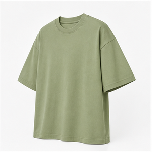 Camiseta Personalizada de Algodón Lavado Color Verde Salvia, Holgada, de Manga Corta y Cuello Redondo para Hombre, MTS-OVR-0018 - Product Image 5