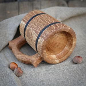 Jarra de Cerveza de Madera Grabada Tradicional, Hecha a Mano, Estilo Rústico, con Asa, para Cerveza, Miel, Café, Té, Estilo Vikingo, para el Hogar - Product Image 6