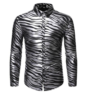 เสื้อเชิ้ตลำลองคอปกพิมพ์ลายเสื้อแฟชั่นผู้ชายมีสไตล์ติดกระดุม - Product Image 3