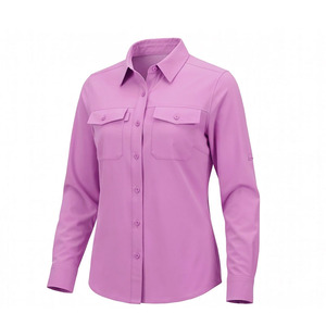 Chemise de pêche à manches longues boutonnée de couleur unie, personnalisable, séchage rapide, pour femmes, meilleure performance - Product Image 1