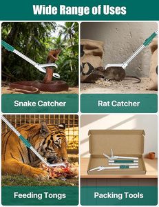 Professional Reptile Snake Tongs Stick Collapsible Rattlesnake Catcher <b>Grabber</b> <b>Tool</b> Safe Handling Device Durable Stainless Steel - Product Image 6