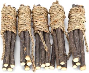 Paquete de palitos de madera de manzana natural, juguetes de hierba para mascotas pequeñas, juguete orgánico para masticar, para la limpieza dental de conejos y hámsters. - Product Image 2