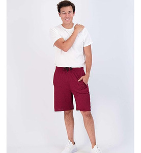 Shorts décontractés pour hommes, coupe classique, en tissu éponge 100% coton, taille haute élastique, anti-plis, multi-poches, brodés, couleur personnalisée, 160g - Product Image 3