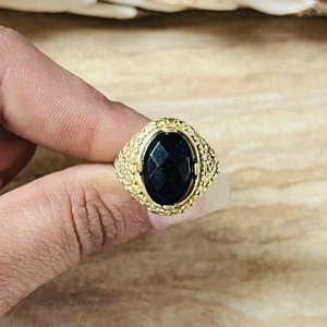High Demand Vintage <b>Chunky</b> <b>Ring</b> Black Onyx Gold Plated Brass <b>Ring</b> Statement Handmade Boho Jewelry Wholesale <b>Ring</b> for Women - Product Image 6