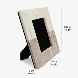 Premium White and Beige Marble Picture <b>Frame</b> with Modern Color Block <b>Design</b>, Elegant Handmade Photo <b>Frame</b> - Product Image 4