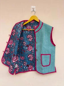 Suzani Velvet Cotton <b>Women's</b> Vintage Boho Floral Beaded V-Neck Sleeveless Winter Vest with Single Button Closure - Product Image 2