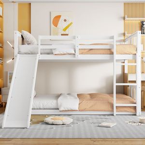Letto a Castello Bianco con Scivolo e Scala per Bambini (Vecchio SKU LT000108AAK) - Product Image 1