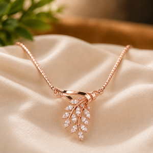 925 Sterling <b>Silver</b> Leaf Pendant <b>Necklace</b> Moissanite Marquise Shape Diamond Women Wedding Jewelry - Product Image 6