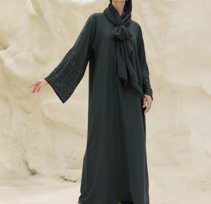 Abaya Musulmana al por Mayor, Modesta, con Cuentas y Lentejuelas, Manga Larga, para Eid, Ramadán, Boda, Tradicional, Hecha a Mano, de Poliéster para Mujer - Product Image 4