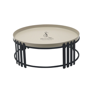 Modern Round Shape Metal Cake Stand Grey Serving Platter With Matte Black Geometric Base For Dessert Display & Party Decor - Product Image 5
