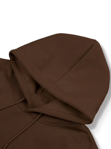 Sweat à capuche unisexe marron vierge pour homme, coupe décontractée, en molleton épais, style streetwear, personnalisable avec logo, vente en gros - Product Image 3