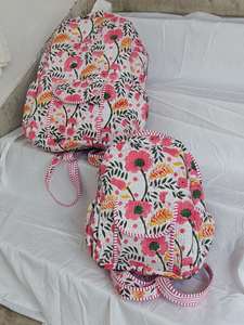 Customized Durable Cotton Women's <b>Backpack</b> Vintage Travel <b>School</b> Bag Zipper Square Indian Fashion Luxury College SET of TWO - Product Image 6
