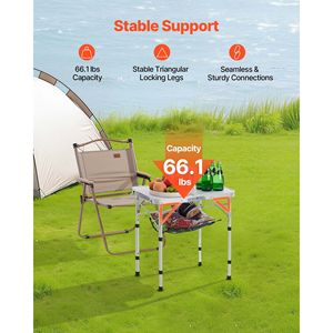 Tavolo da campeggio portatile e pieghevole in alluminio da esterno 2ft con altezza regolabile - Product Image 3